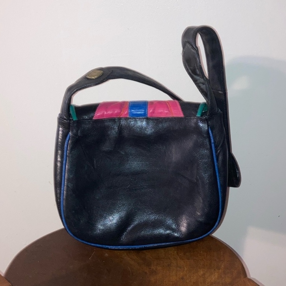 Vintage Color-block 80’s 90’s Leather  Bag - Picture 2 of 13